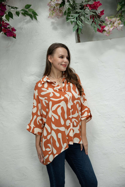 MaryAnne's Abstract print Shirt with Collar