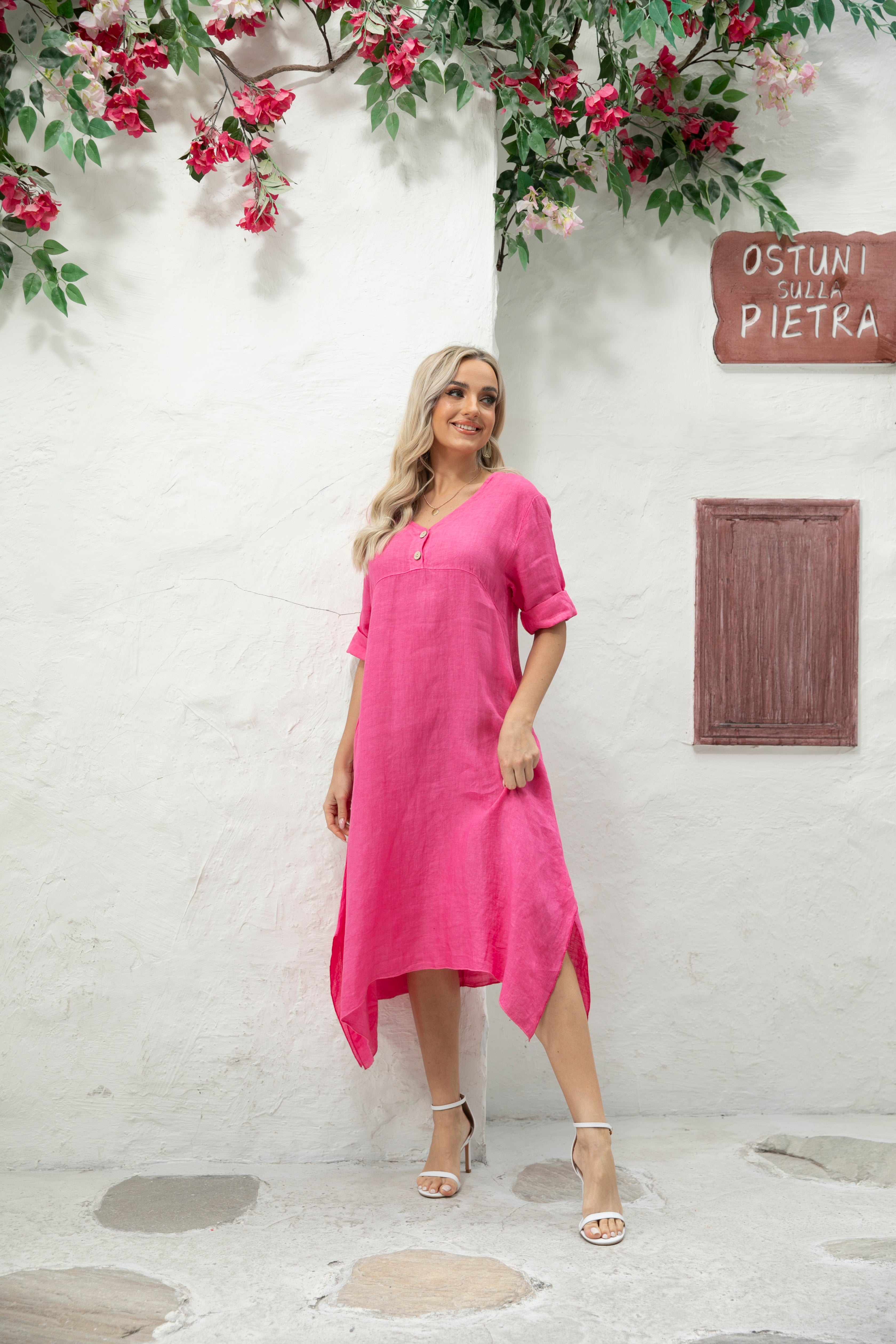 Empire Waist Linen Dress Orange fashion village Empire Waist Linen Dress Orange fashion village