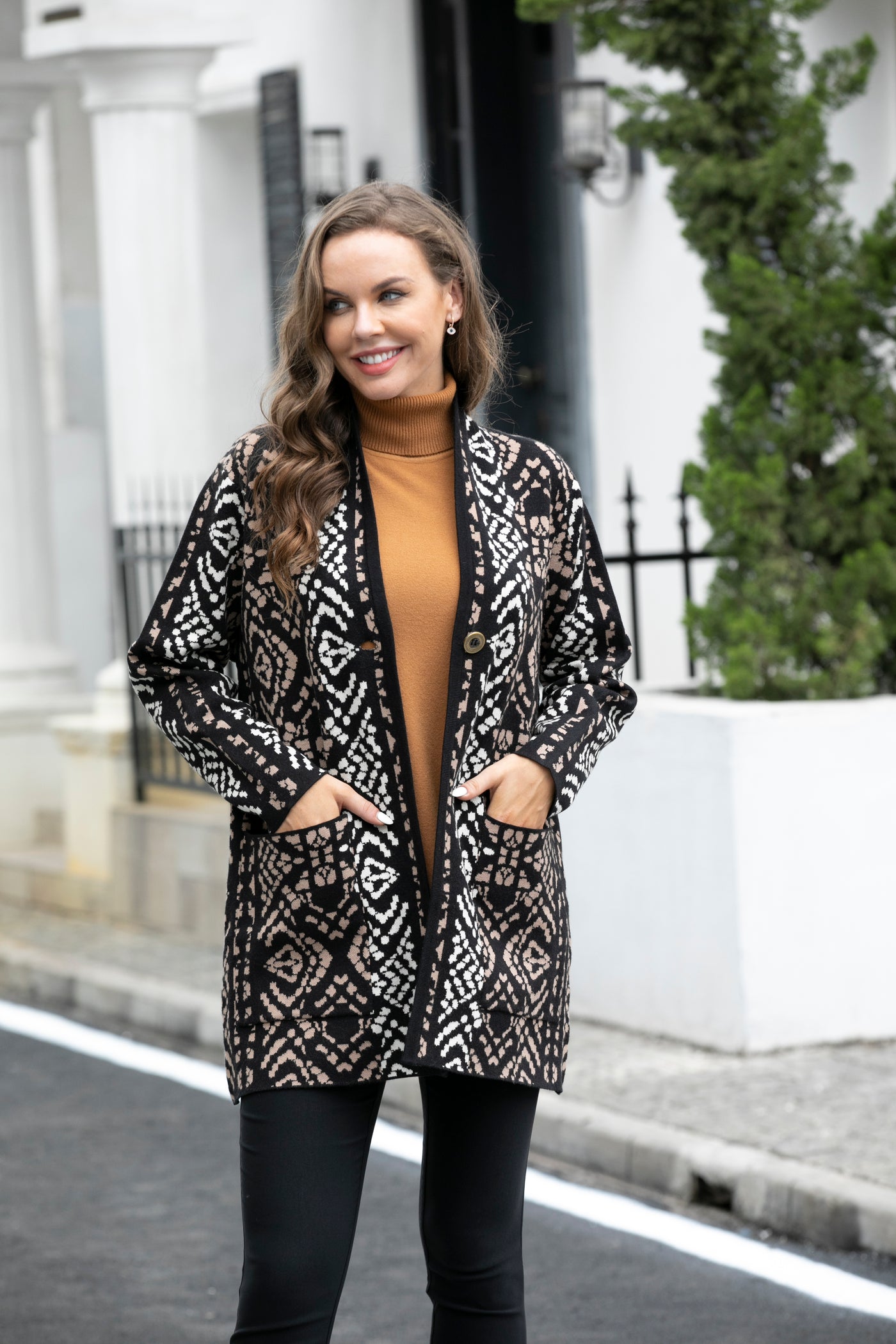 Printed Cardigan with Pockets