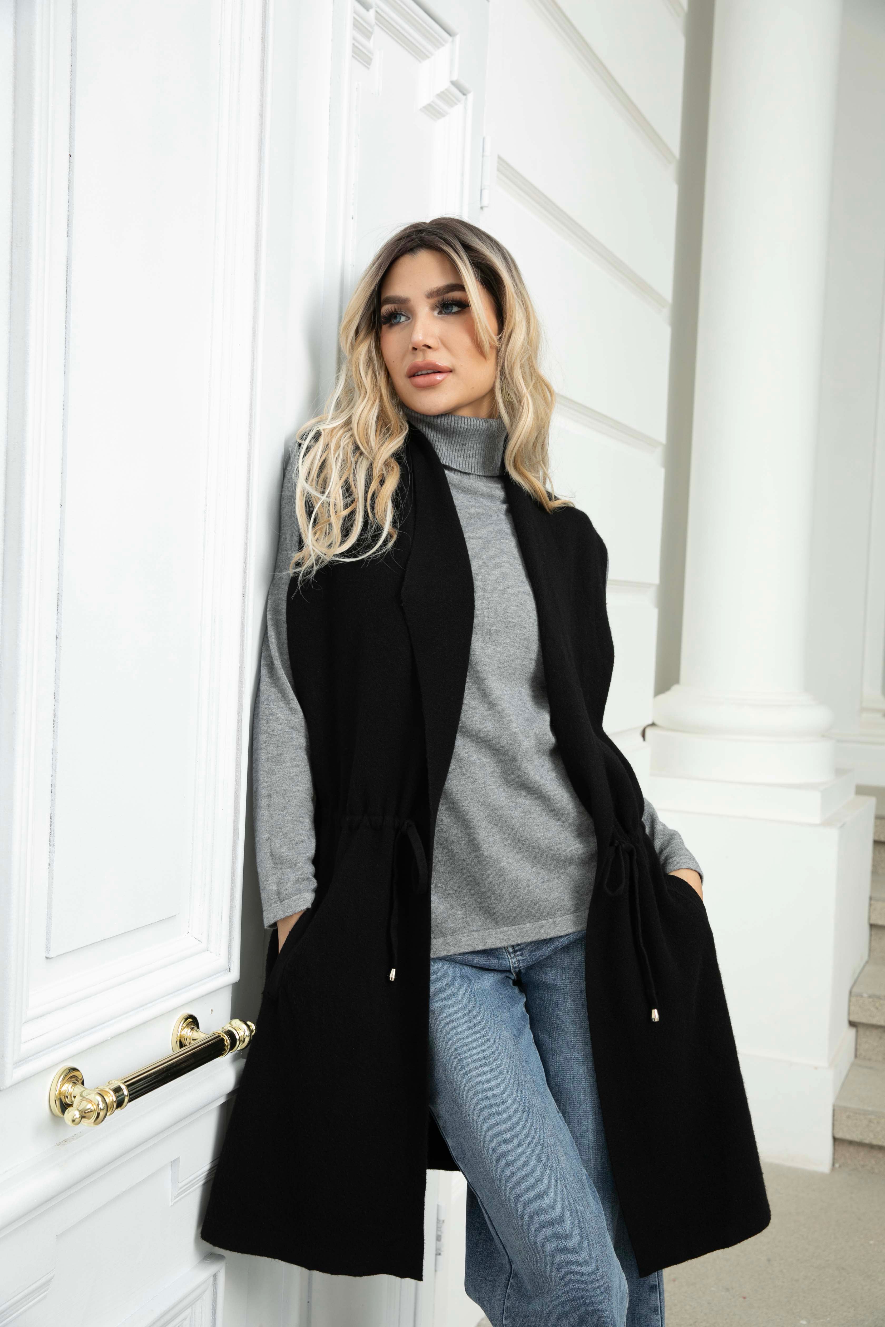 Longline front tie Vest – Orange fashion village