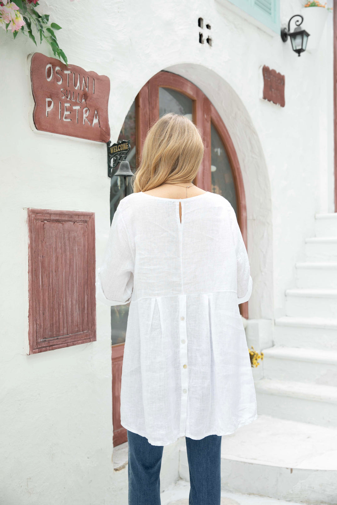 Button Back  Linen Top