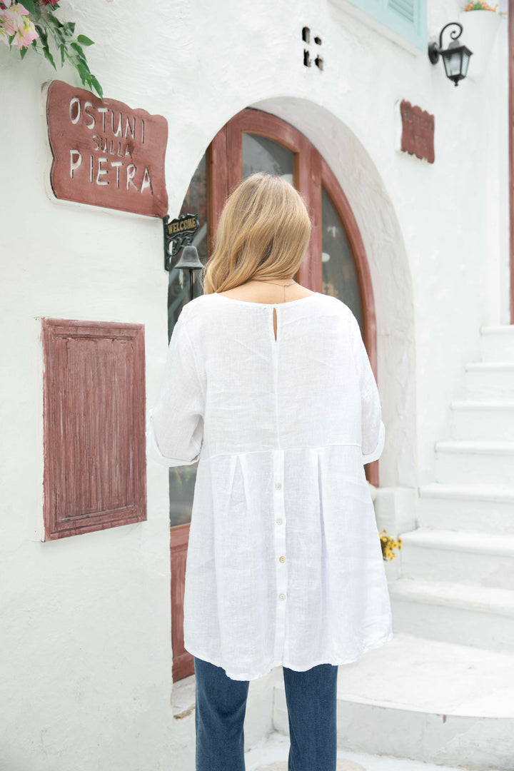 Button Back  Linen Top