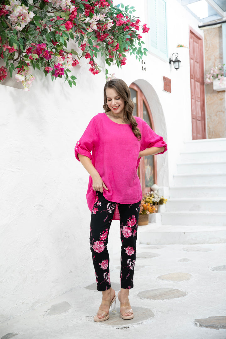 Button Back  Linen Top