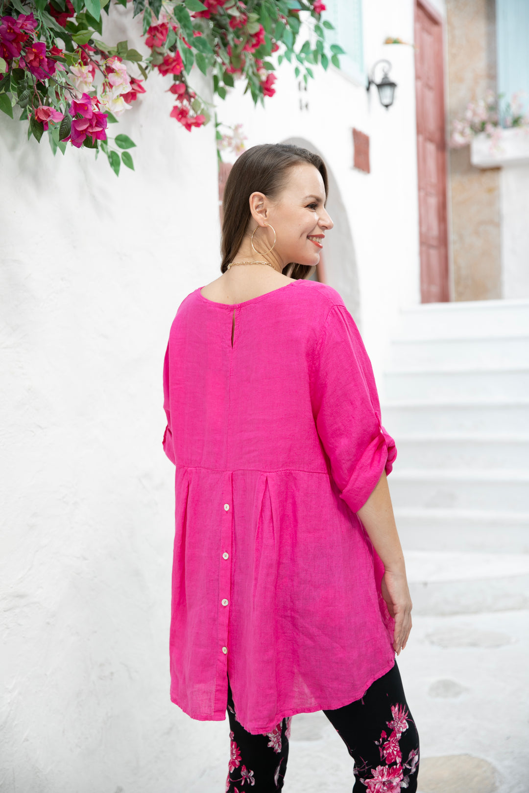 Button Back  Linen Top