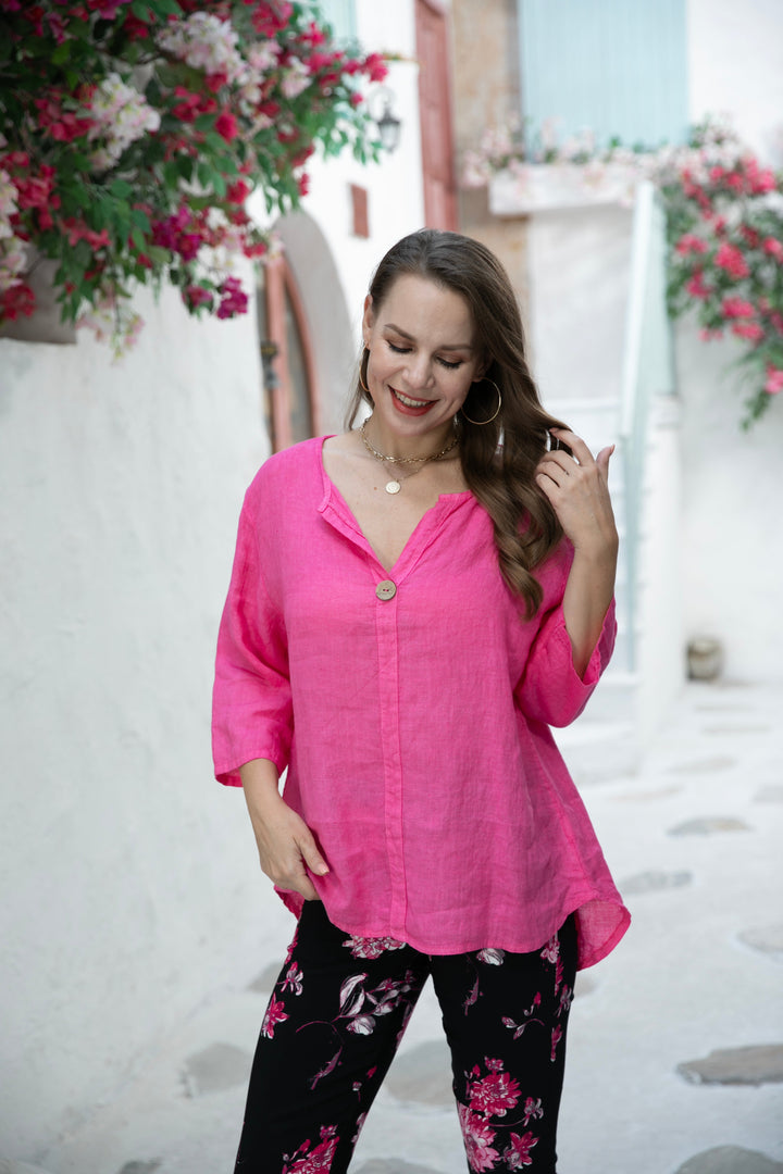 Sophia's Linen Shirt with bamboo buttons