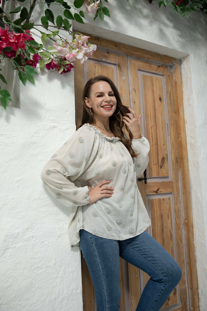 Penelope's polka dot applique