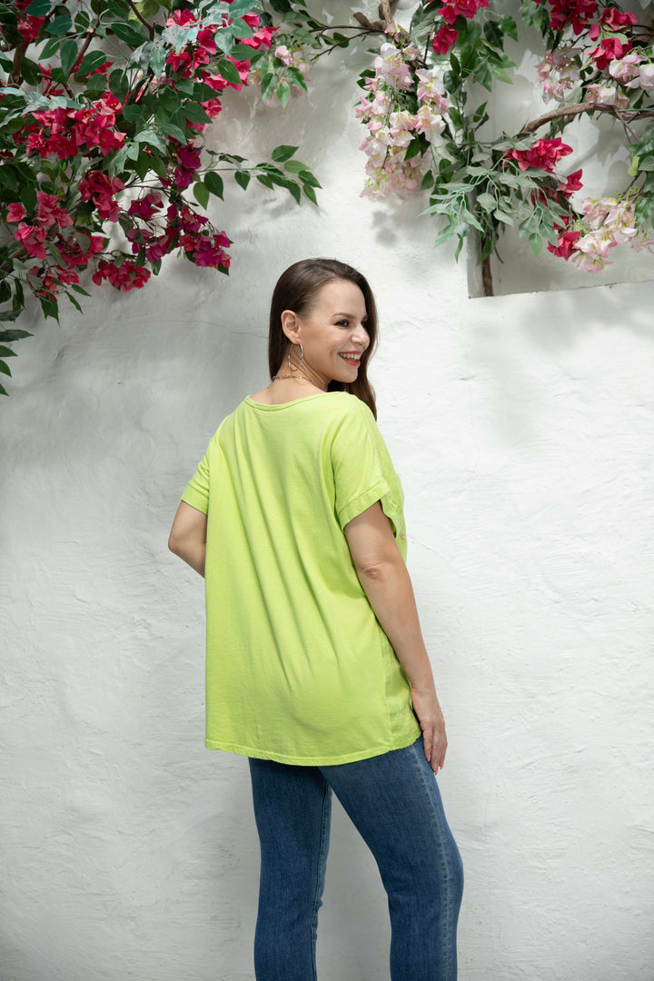 Ariana's Graphic linen Top with Leaves