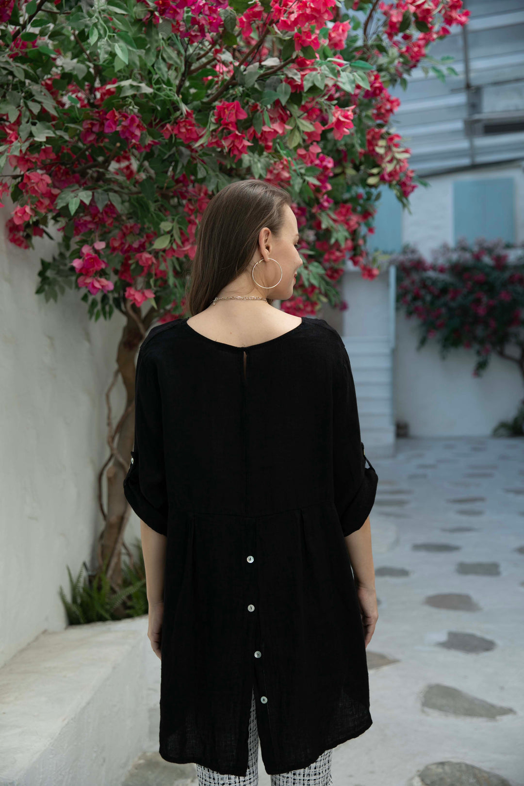 Button Back  Linen Top