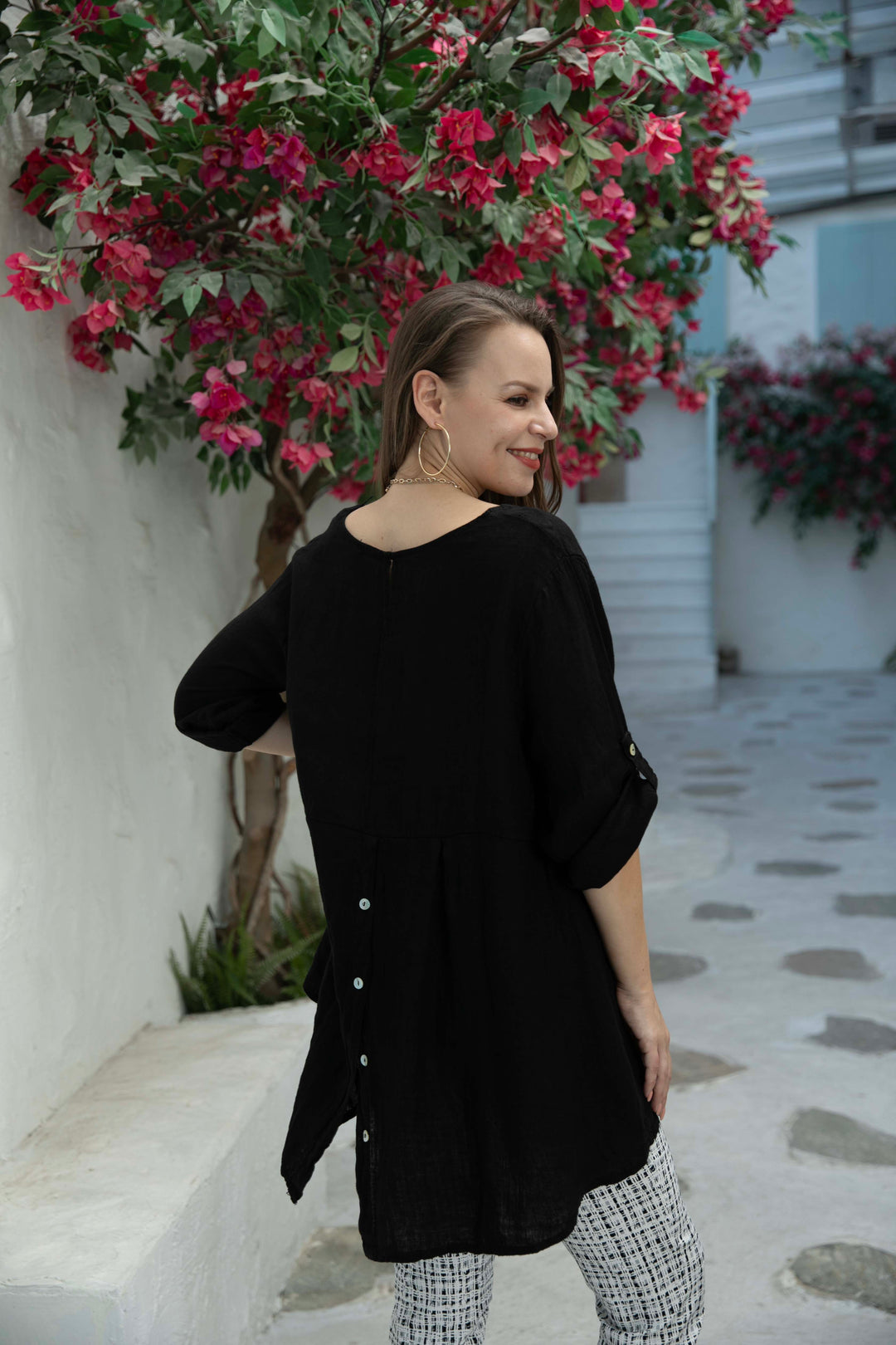 Button Back  Linen Top