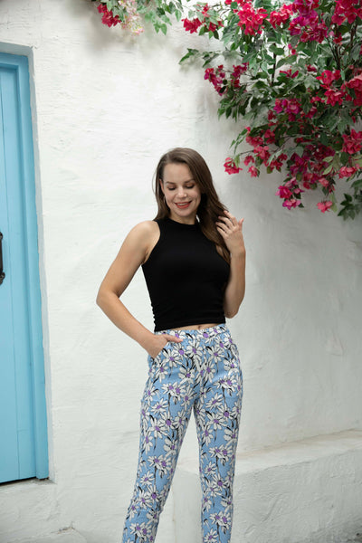 Bamboo Solid Floral Pants