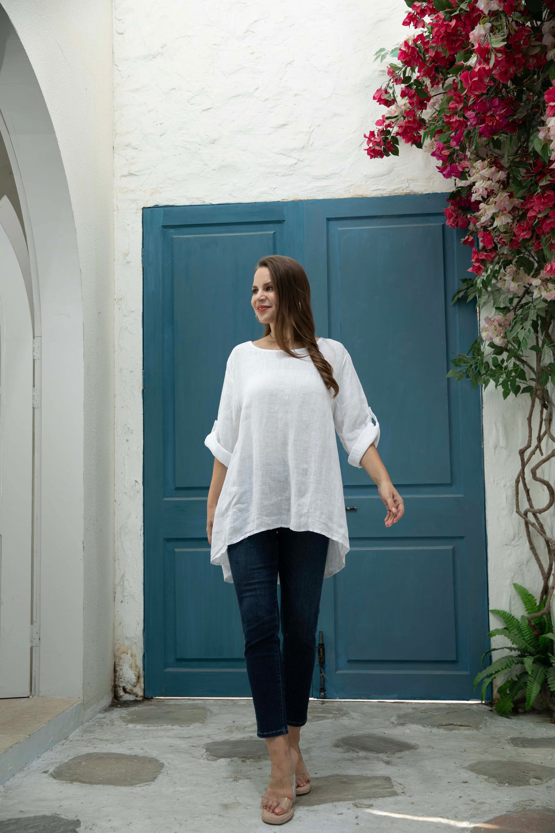 Button Back  Linen Top