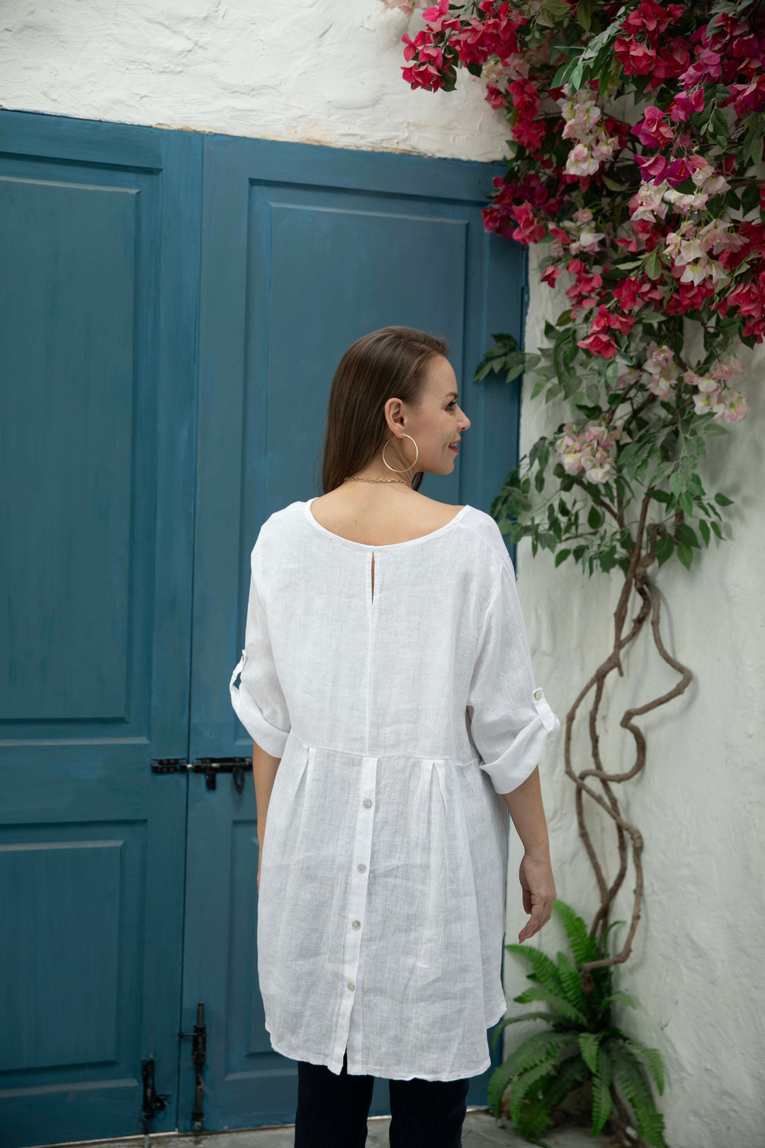 Button Back  Linen Top