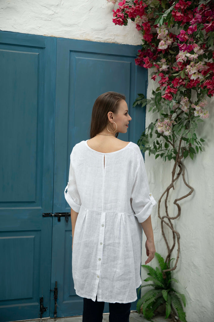 Button Back  Linen Top