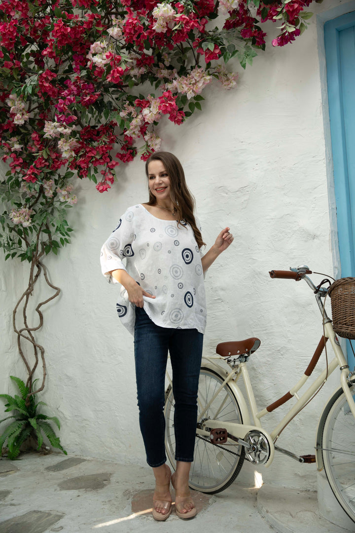 Linen Top with Circles