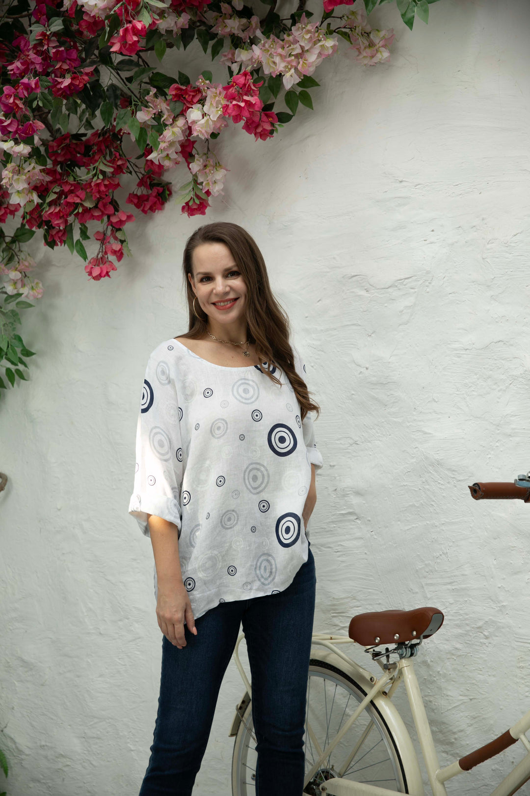 Linen Top with Circles