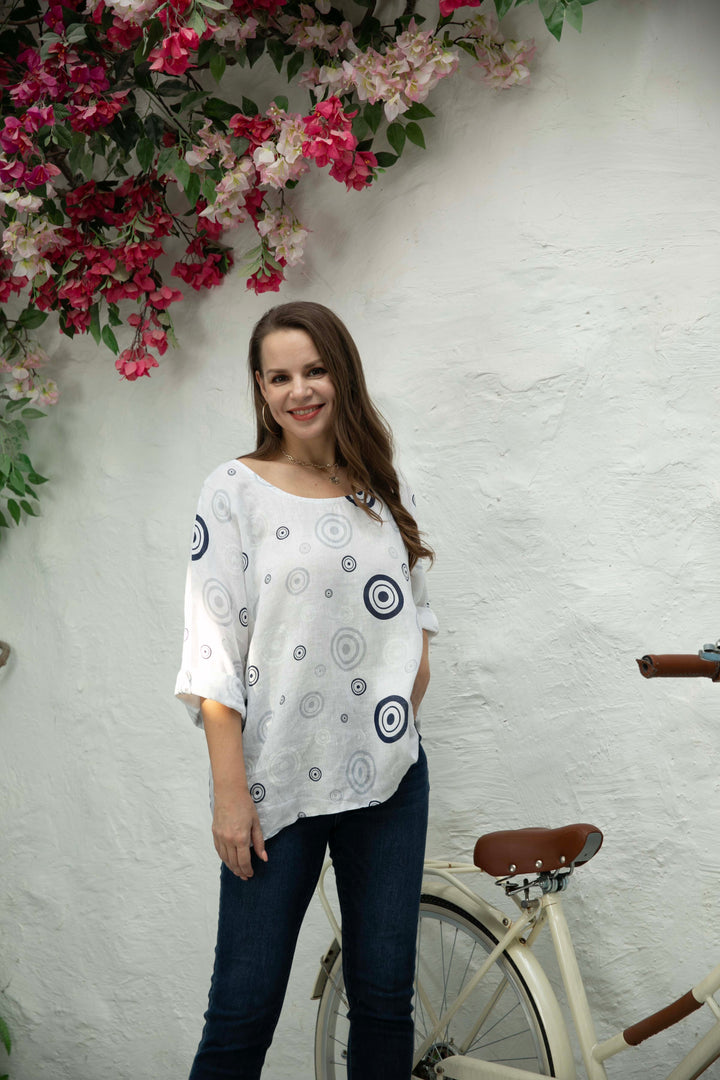 Linen Top with Circles