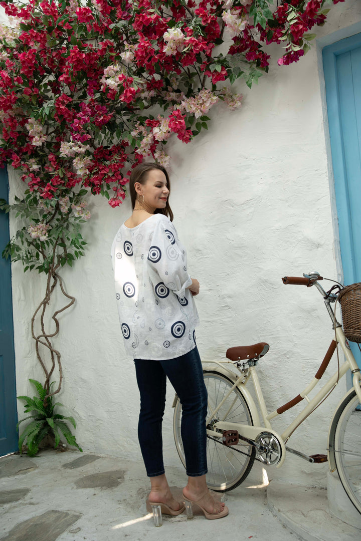 Linen Top with Circles