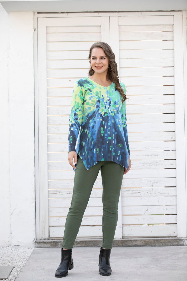 Printed Cashmere Feel Knitted Printed Tops