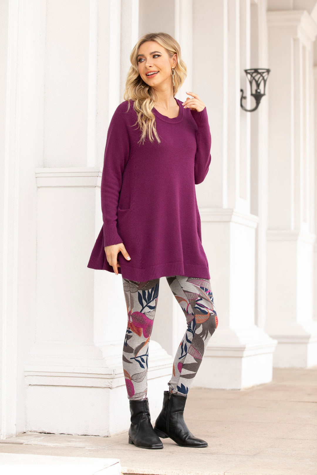 Cashmere Feel Side-Panel Tunic
