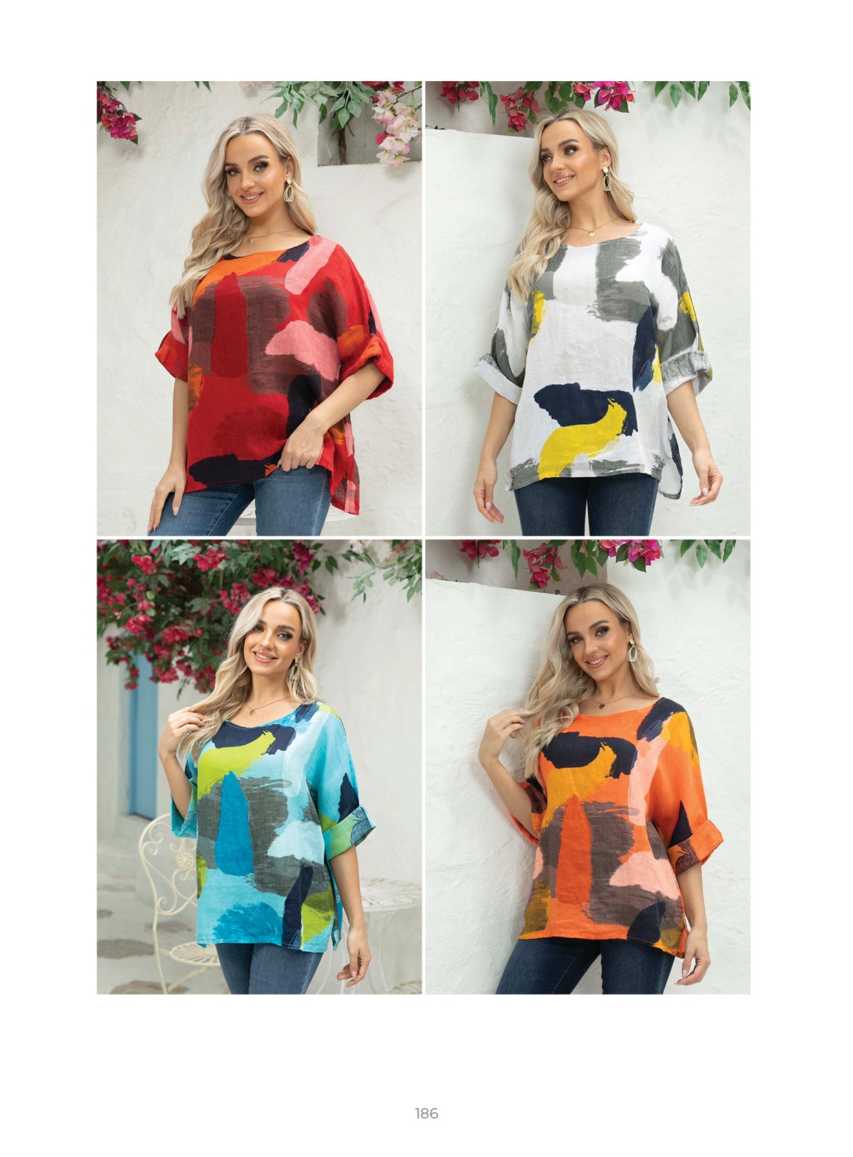 Sammy's Linen top with Abstract Design – Orange fashion village