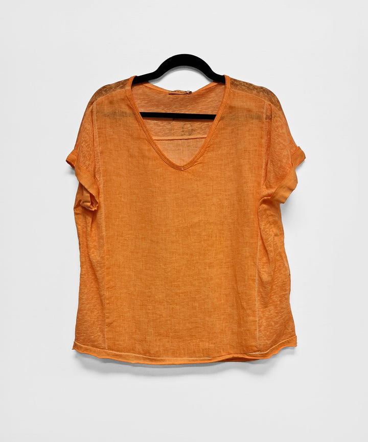 Breezy V-Neck Linen Tee (Copy)