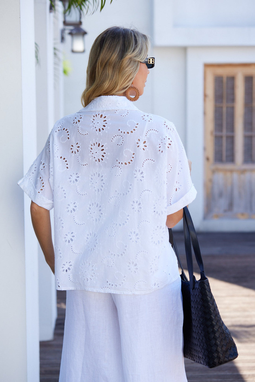Eva’s Eyelet Charm Button-Down Top