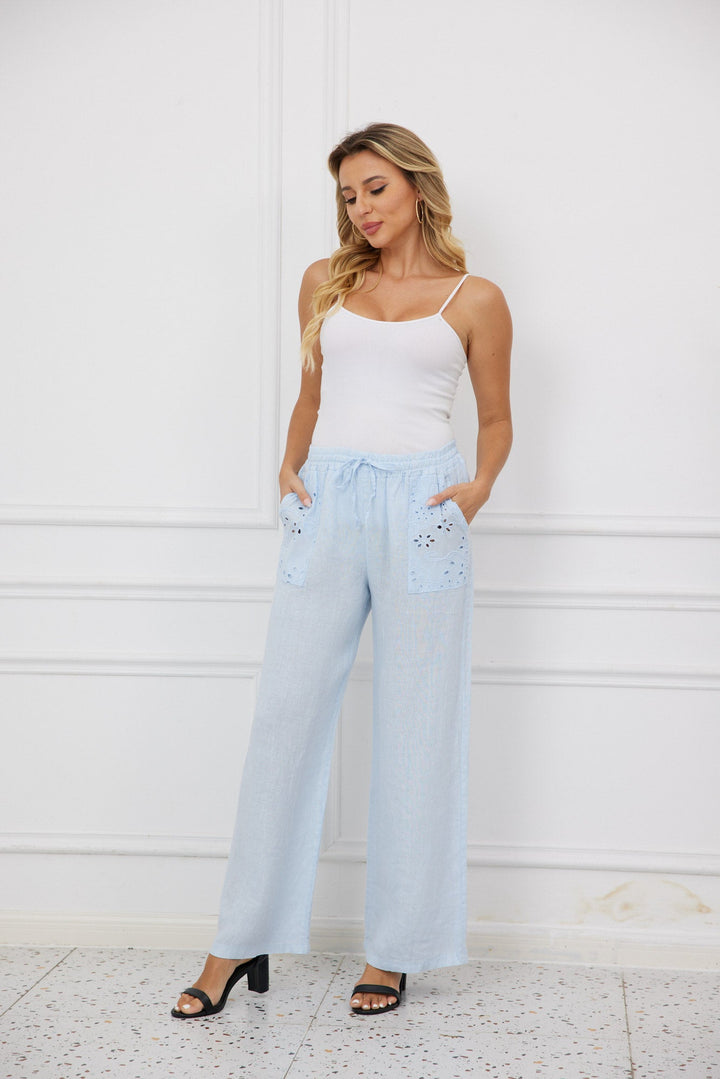 Pantalon à cordon coulissant avec charm Œillet Eva