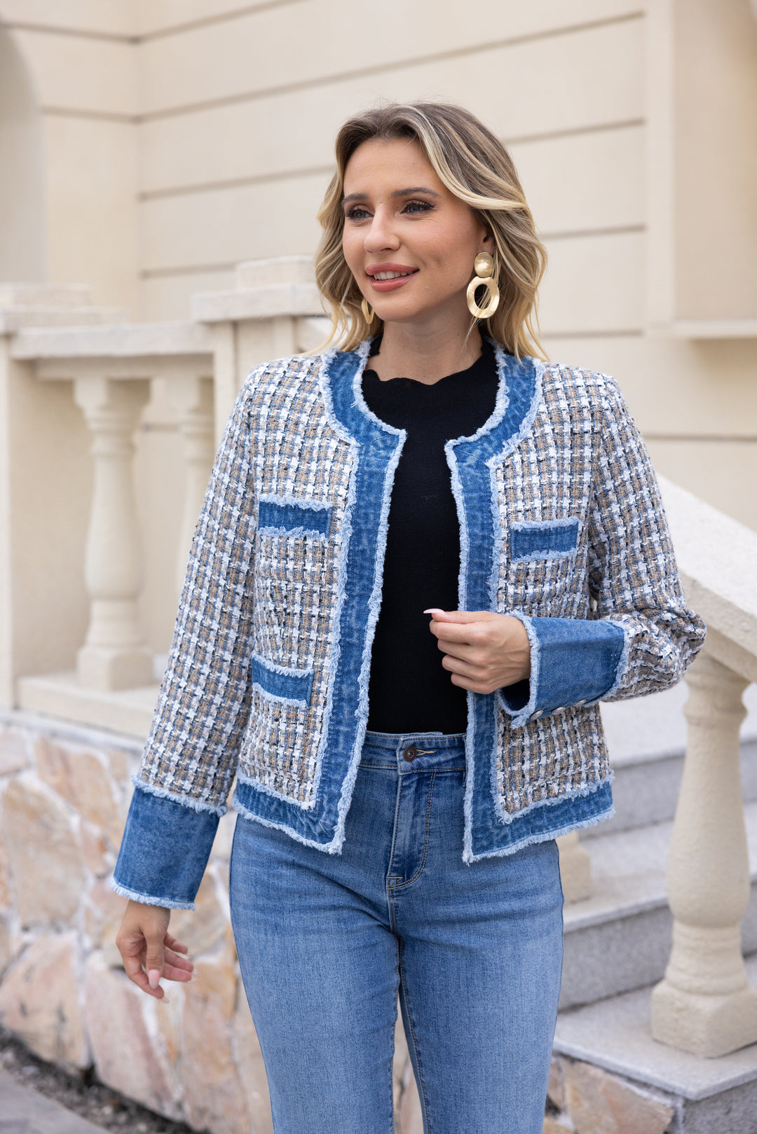 Tweed &amp; Denim Jacket