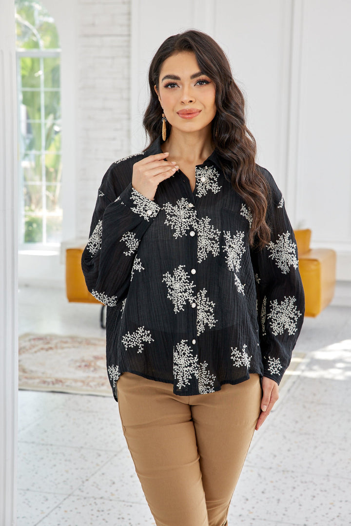 Veiled Branch Long Sleeve Top