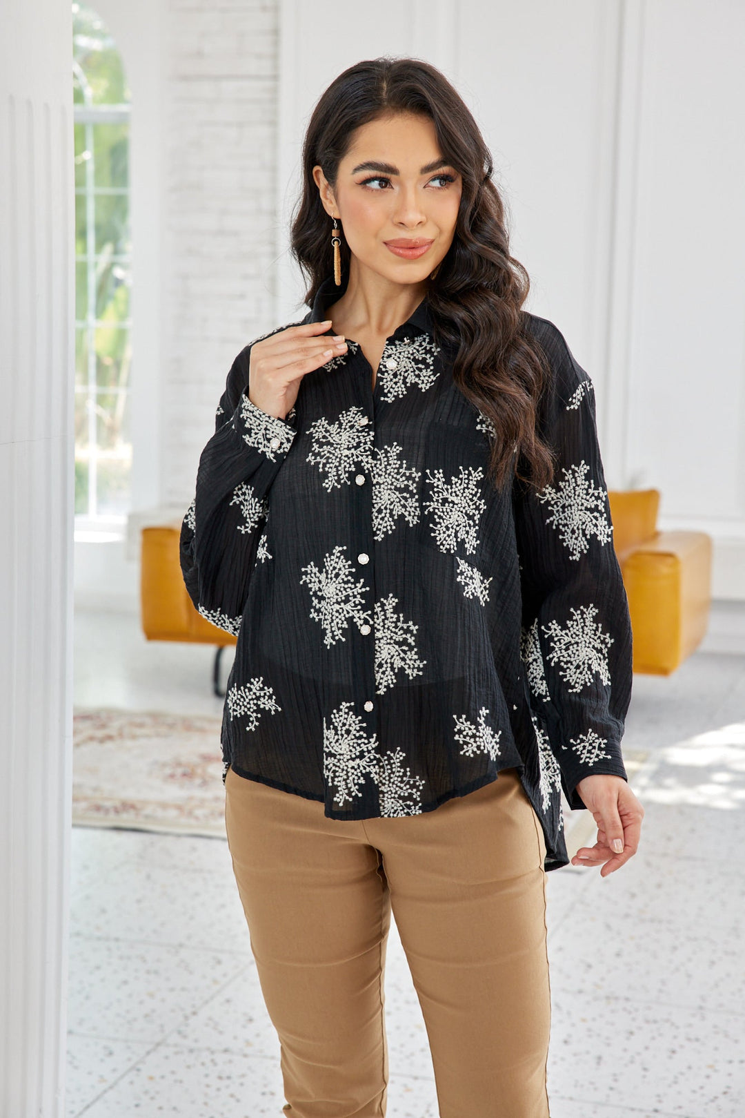 Veiled Branch Long Sleeve Top