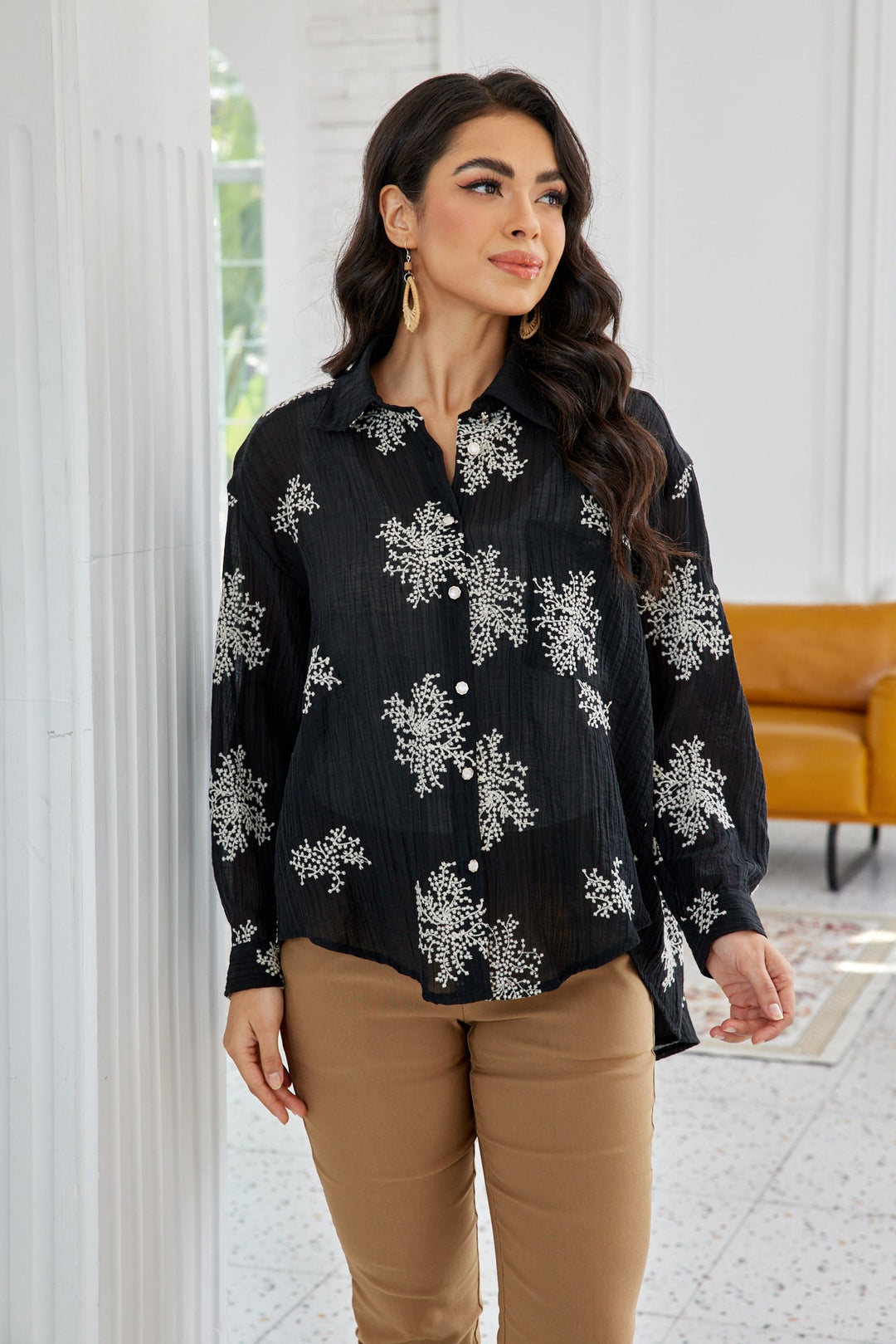 Veiled Branch Long Sleeve Top