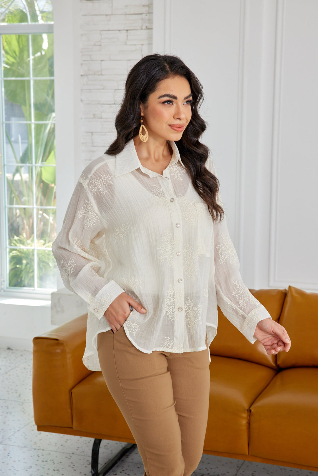 Veiled Branch Long Sleeve Top