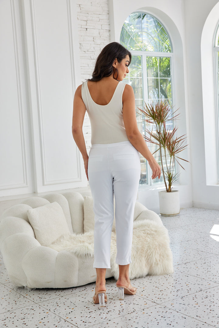 SOLID STRAIGHT LEG PULL-ON PANTS