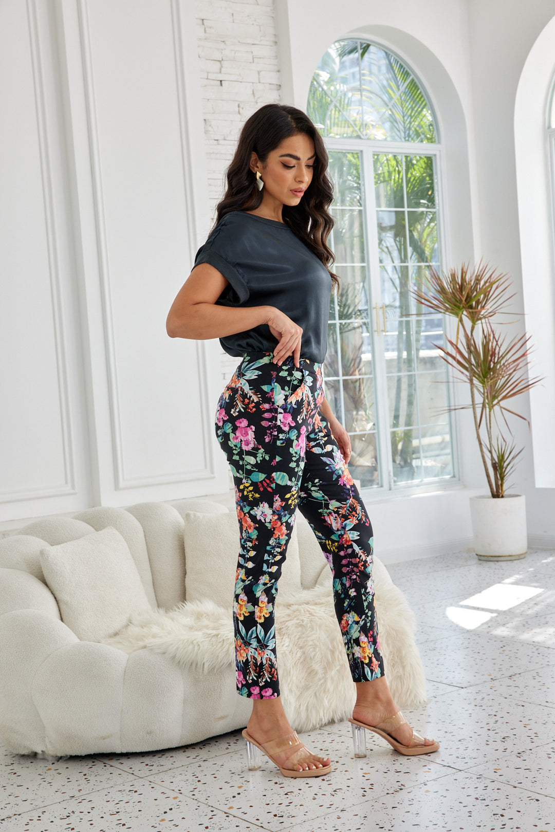 Black Floral Pants