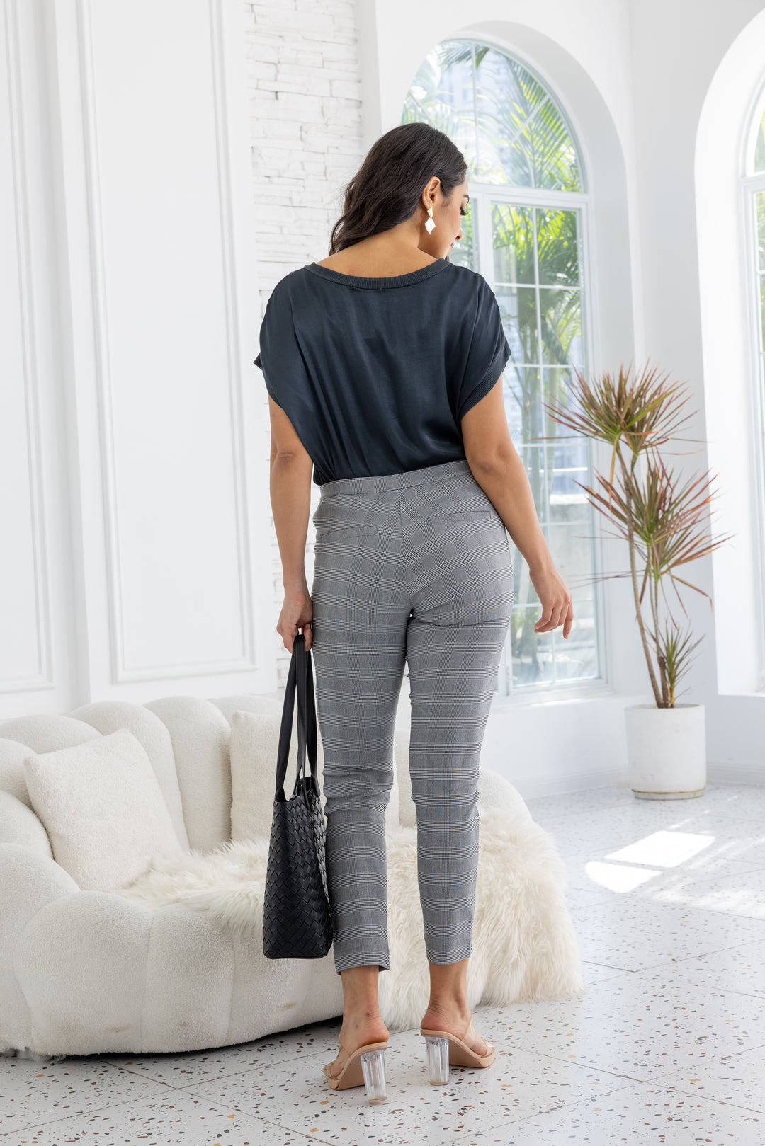 Pantalon Imprimé à Carreaux Écossais