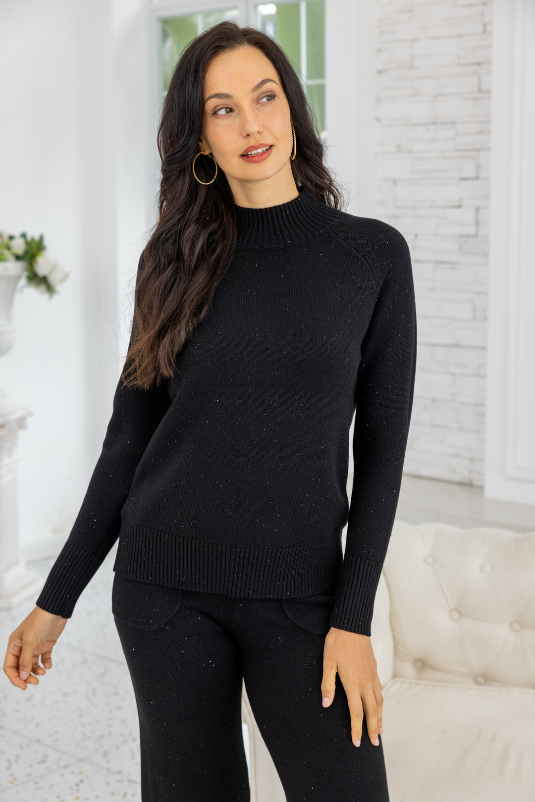 Starlight Shimmer Mock Neck Knit