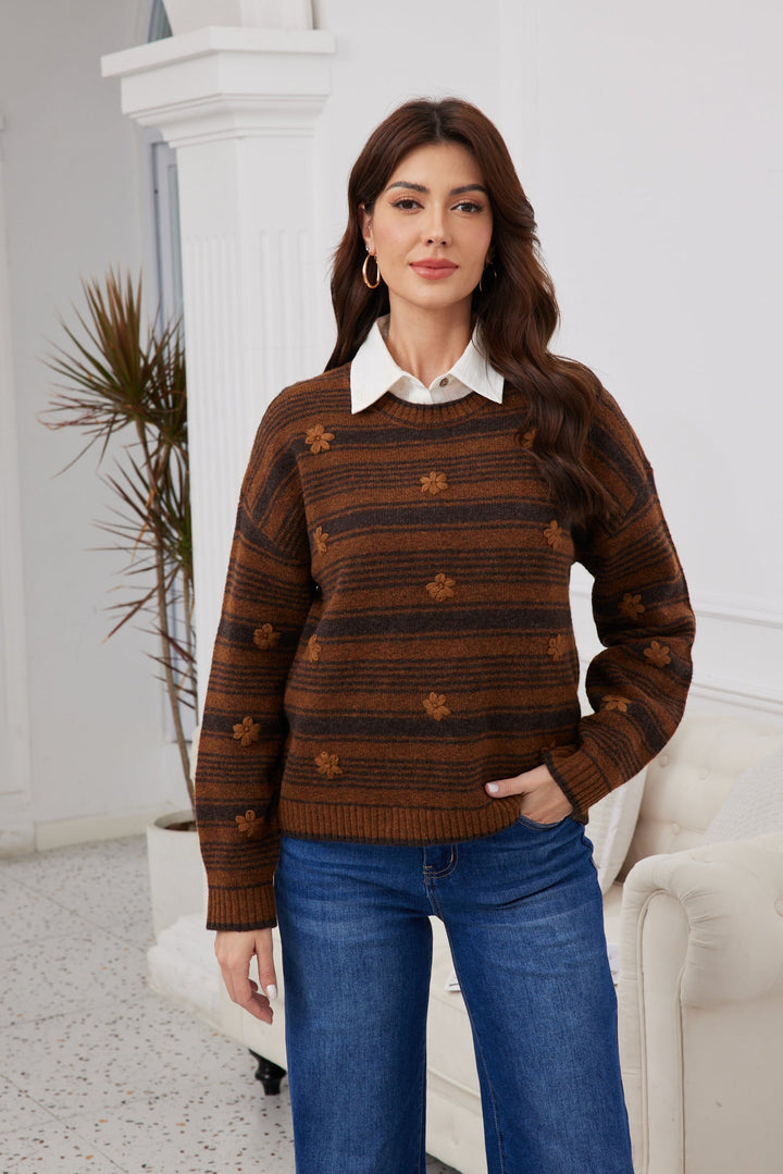 Petal Path Striped Sweater