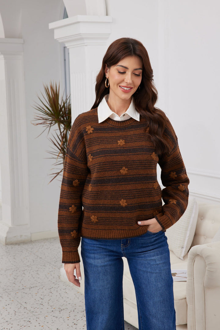 Petal Path Striped Sweater