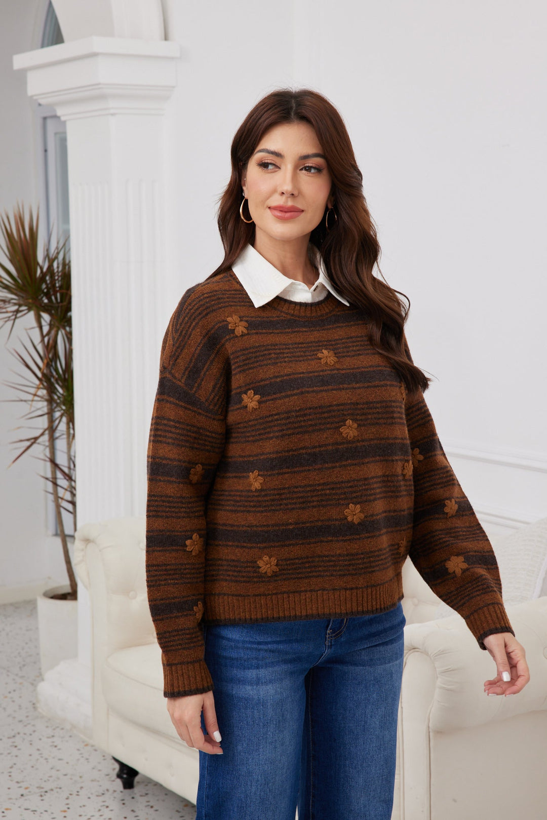 Petal Path Striped Sweater