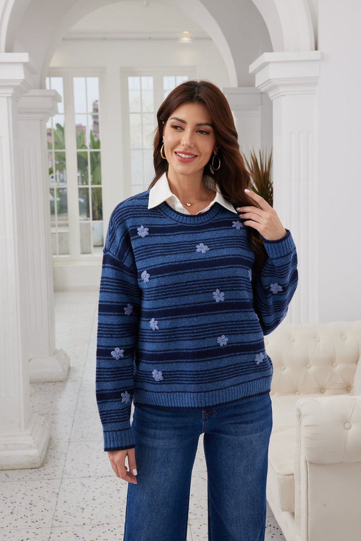 Petal Path Striped Sweater