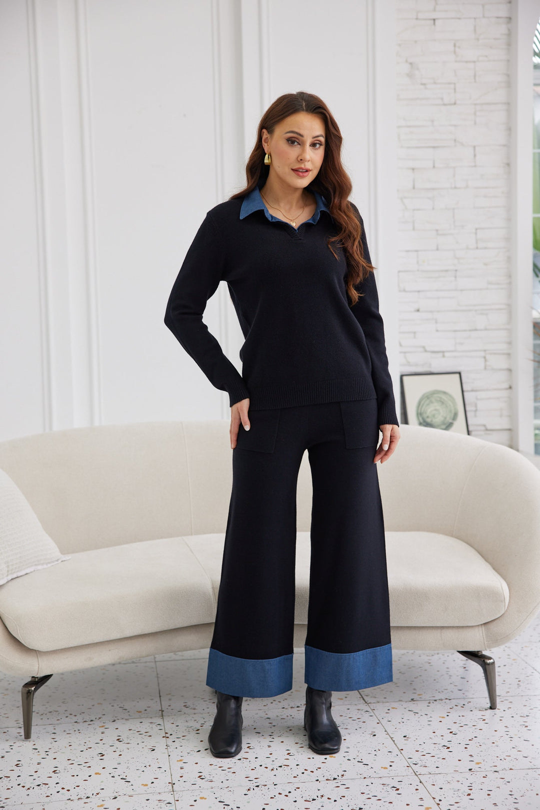 Pantalon en maille denim Willow