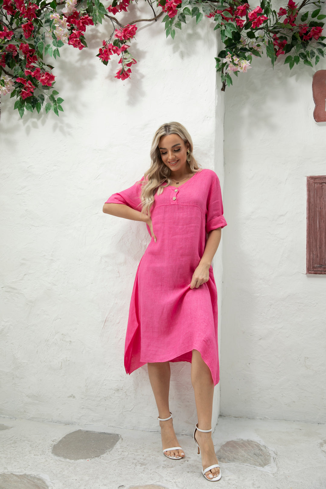 empire linen dress Empire Waist Linen Dress Orange fashion village