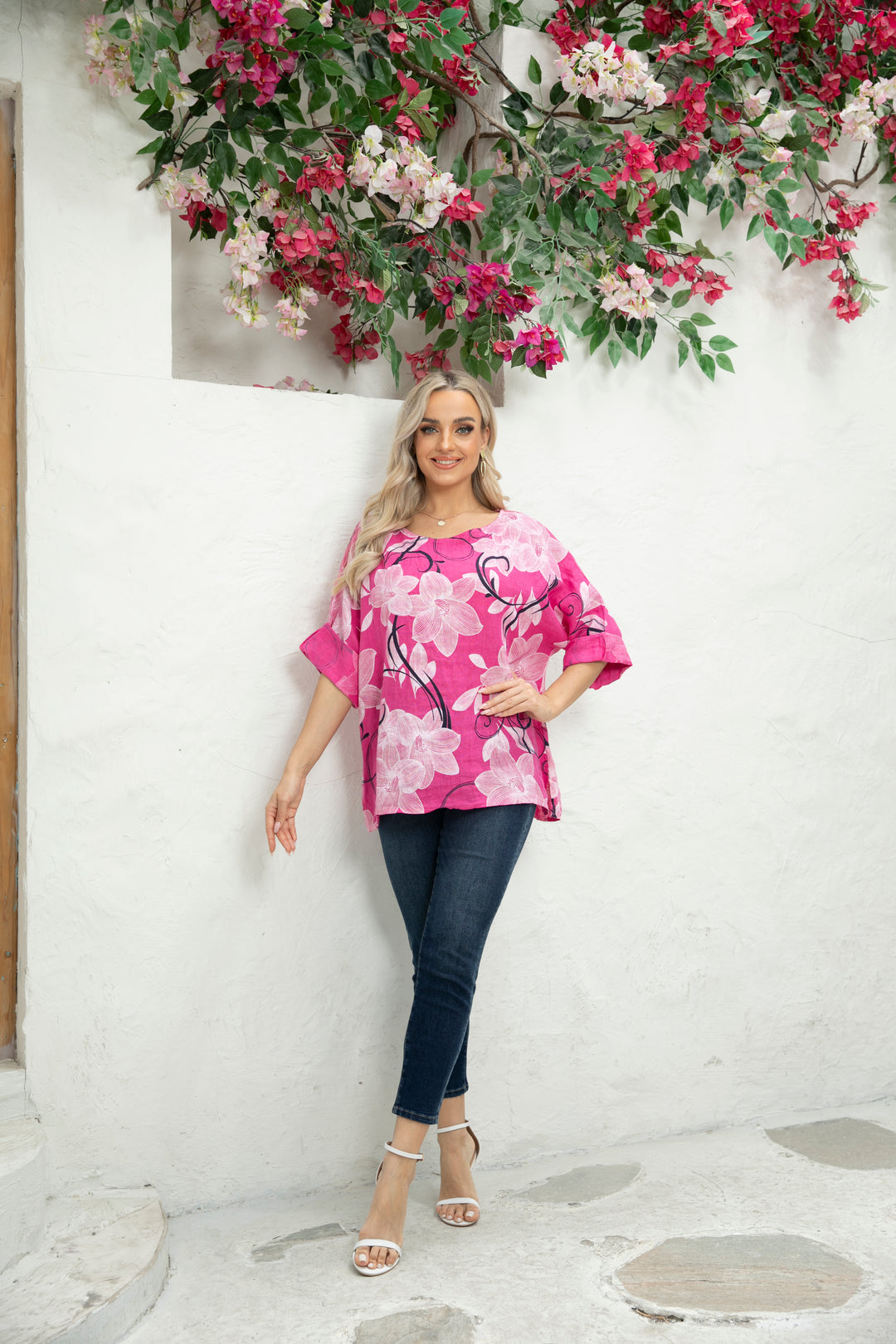 Bianca's Modern Floral Linen Top
