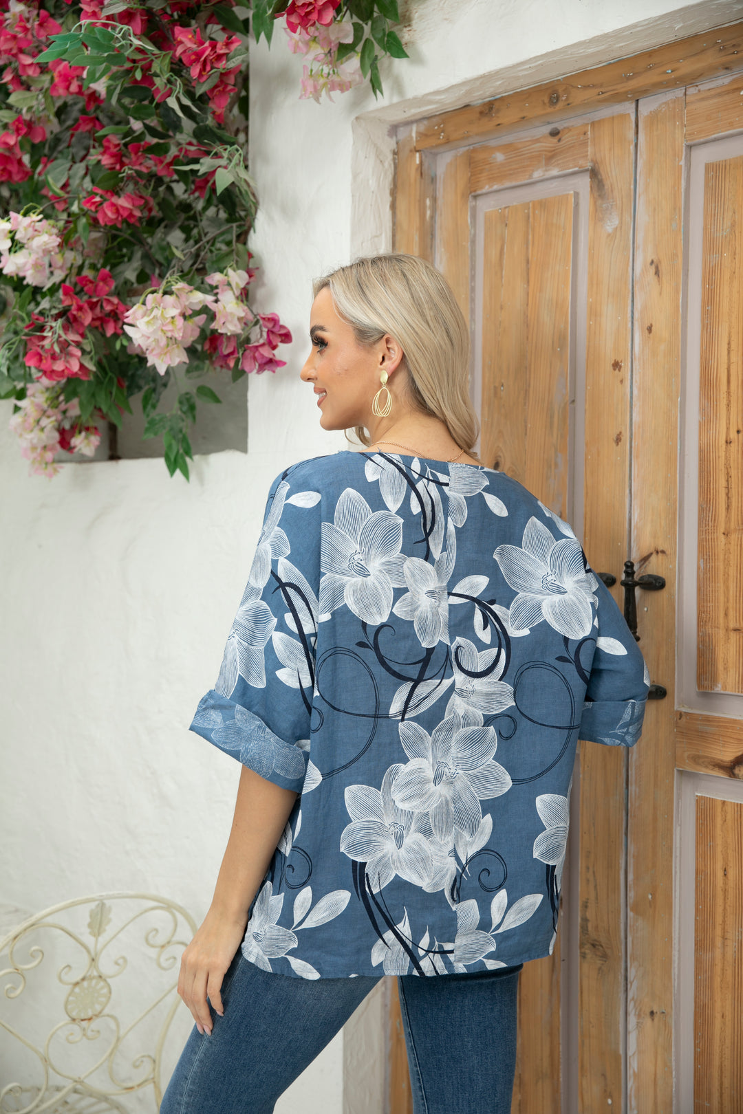 Bianca's Modern Floral Linen Top