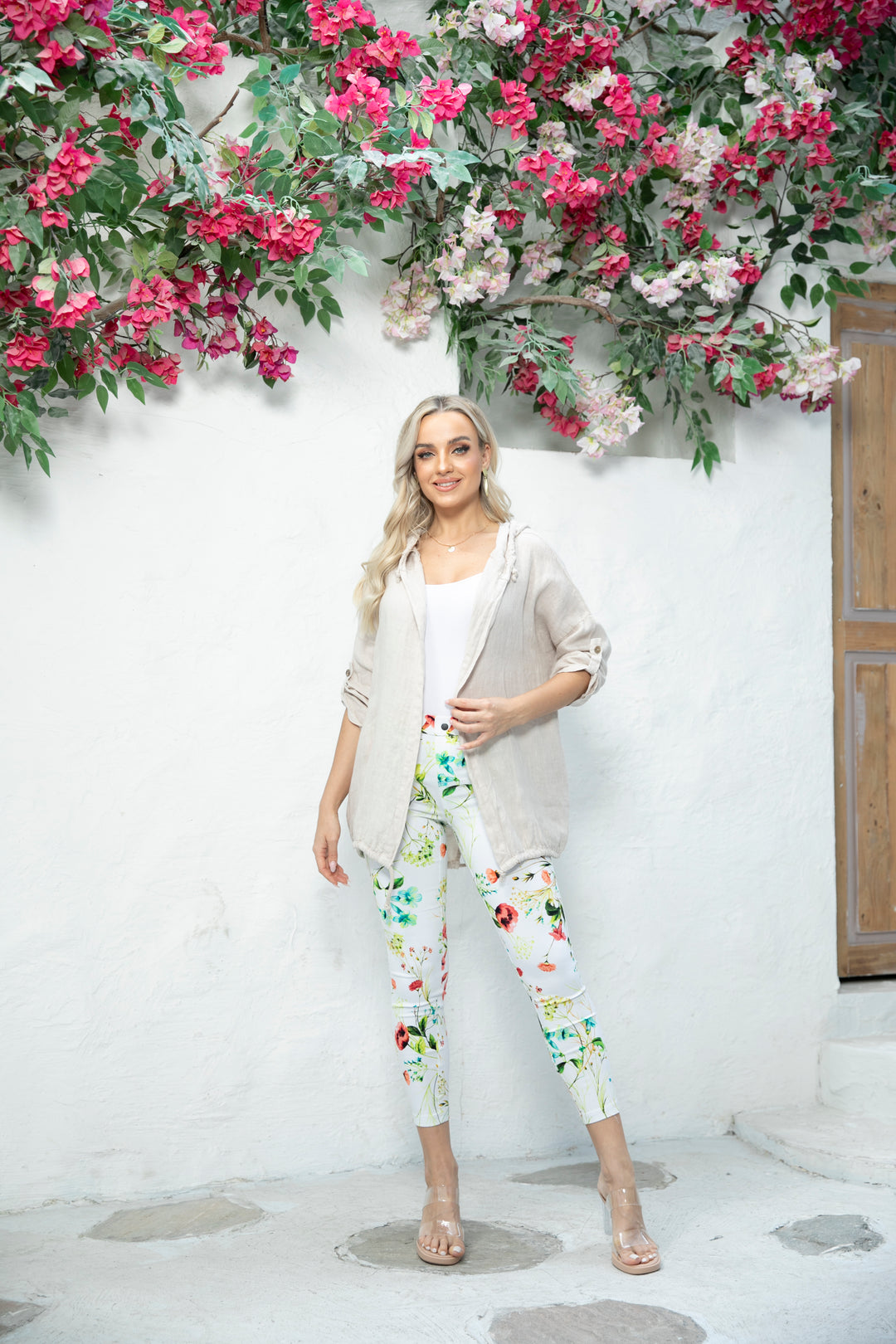 Open front Linen Cardigan with Hood