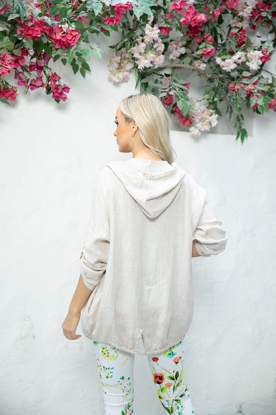 Open front Linen Cardigan with Hood