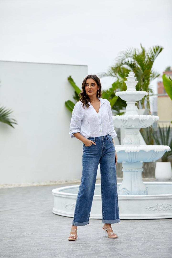 Wide Leg - Folded Hem Denim