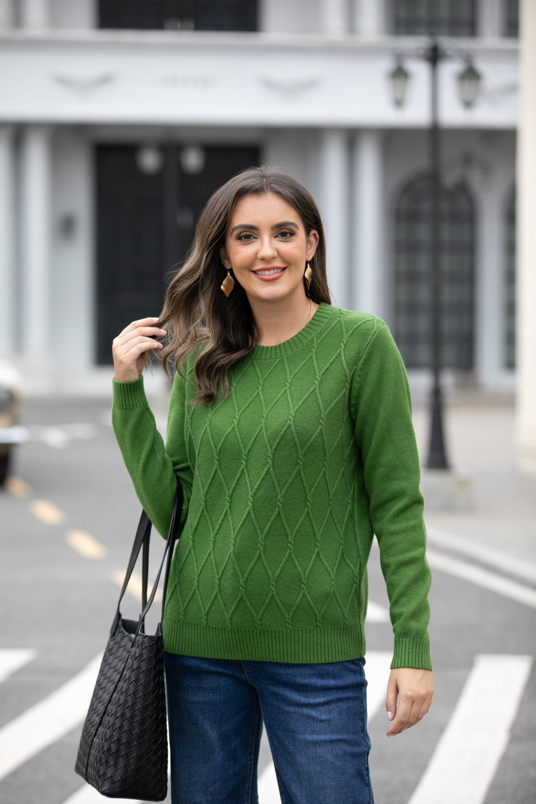 Aria's Argyle Jacquard Sweater Top