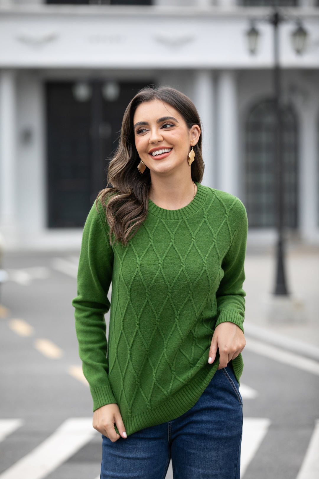 Aria's Argyle Jacquard Sweater Top