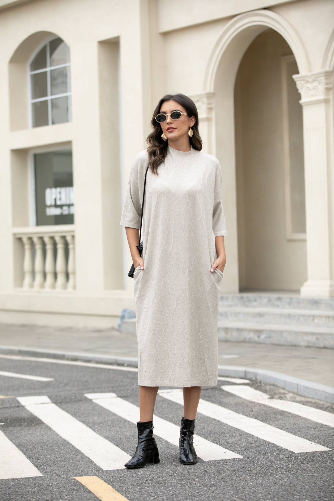 Regal Weave Sweater Dress